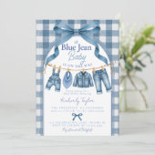 Invitation Une Baby Shower pour un garçon au thème de Blue Je (Debout devant)