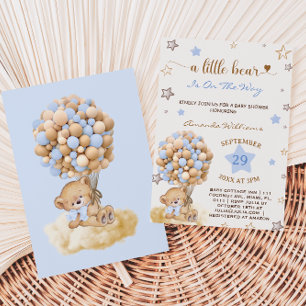 Invitation Une Baby Shower pour un Petit Ours Bleu Garçon