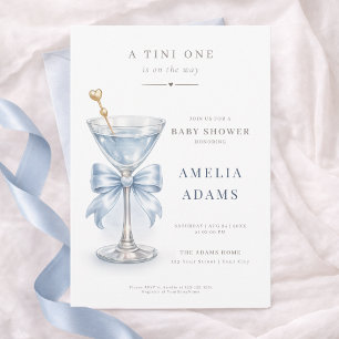 Invitation Une Baby Shower pour un Tini One Martini Bleu Pous