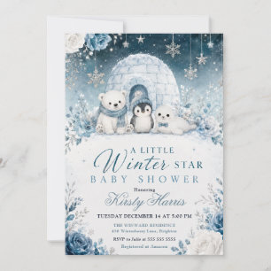 Invitation Une Baby Shower pour une Petite Étoile d'Hiver