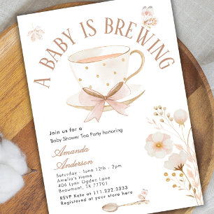 Invitation Une Baby Shower Thème Tasse de Thé Pastel
