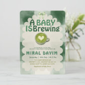 Invitation Une Baby Shower Thème Thé Vert Matcha (Debout devant)