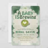 Invitation Une Baby Shower Thème Thé Vert Matcha (Devant)