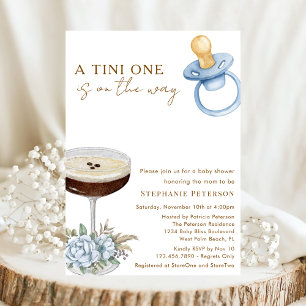Invitation Une Baby Shower Tini One Blue Paci Espresso Martin