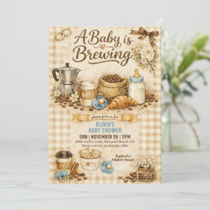 Invitation Une Baby Shower "Un bébé se prépare" avec du café 
