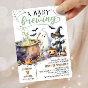 Invitation Une Baby Shower Vert Sauge "Un Bébé se Prépare" po