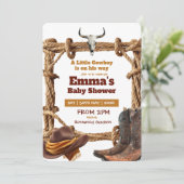 Invitation Une Baby Shower Western avec une petite corde de c (Debout devant)