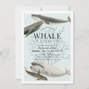 Invitation Une baleine d'un Baby shower bleu Vintage de bon t