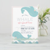 Invitation Une baleine d'un bon temps fille rose 1er annivers (Debout devant)