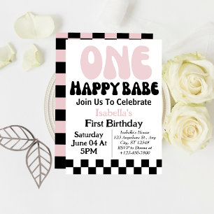 Invitation Une Bébé Heureuse Fille Personnalisée 1er Premier 