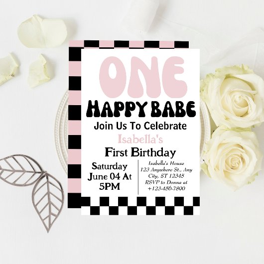 Invitation Une Bébé Heureuse Fille Personnalisée 1er Premier 