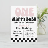Invitation Une Bébé Heureuse Fille Personnalisée 1er Premier  (Debout devant)