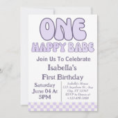 Invitation Une Bébé Joyeuse Fille 1er Anniversaire Personnali (Devant)