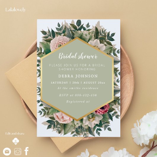 Invitation Une belle douche nuptiale fleurie