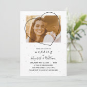 Invitation Une belle photo Coeur Line Mariage élégant (Debout devant)