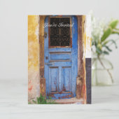 Invitation Une belle vieille porte bleue rustique GRÈCE invit (Debout devant)