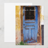 Invitation Une belle vieille porte bleue rustique GRÈCE invit (Devant / Derrière)