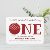 Invitation Une bombe au chocolat chaud premier anniversaire (Debout devant)