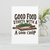 Invitation Une bonne cuisine commence avec un bon chef cuisin (Debout devant)