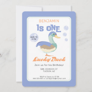 Invitation Une Canard Chanceux & Premier Anniversaire Pastel