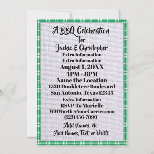 Invitation Une Célébration Barbecue (Dos)