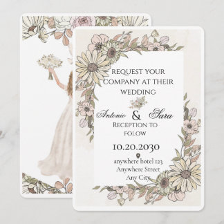 Invitation Une cérémonie de mariage élégante ornée de fleurs.