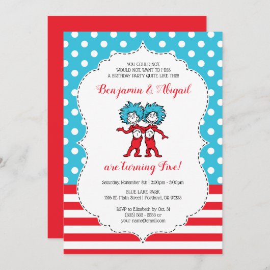 Invitation Une chose deux | Jumeaux (Devant / Derrière)