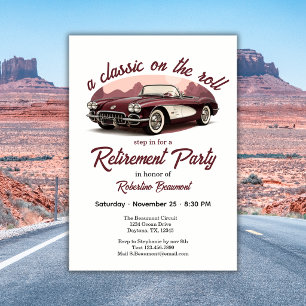 Invitation Une Classique à la Roulante Fête de Retraite Rétro