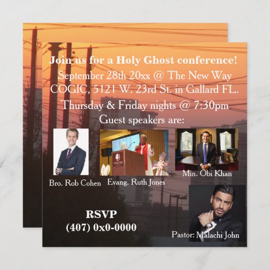 Invitation Une conférence de Saint-Esprit (Devant / Derrière)