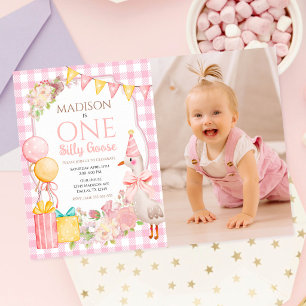 Invitation Une Coquette Rose Une Silly Goose 1er Anniversaire