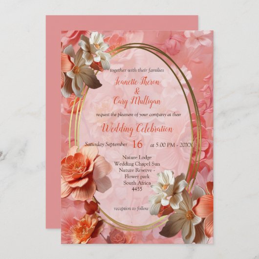 Invitation Une couleur douce des fleurs de Peach Fuzz (Devant / Derrière)