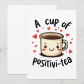 Invitation Une Coupe de Positivi-Tea Amoureux de Thé Cute Drô (Devant / Derrière)