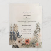 Invitation une couronne de fleur de papier sur un dos blanc (Devant / Derrière)