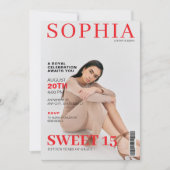 Invitation Une couverture de magazine unique photo quinceaner (Devant)