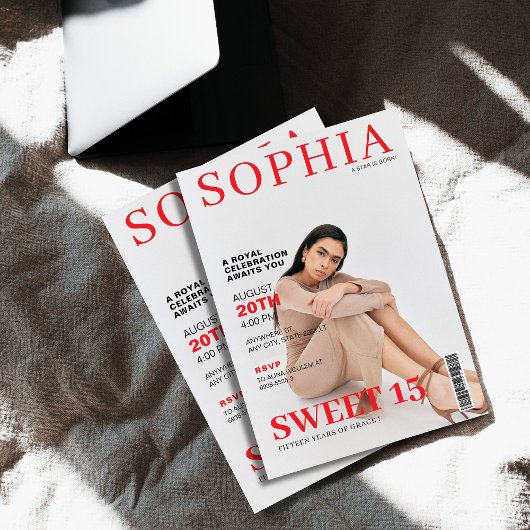 Invitation Une couverture de magazine unique photo quinceaner