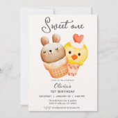Invitation Une crème glacée douce premier anniversaire (Devant)