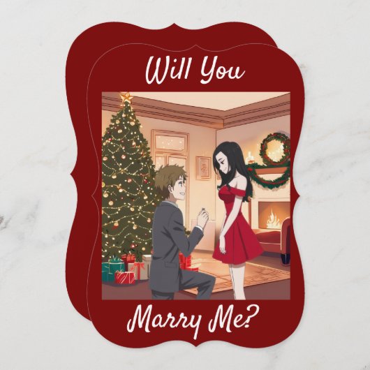 Invitation Une demande en mariage à Noël - Vas-tu m'épouser ? (Devant / Derrière)