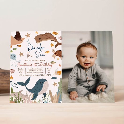 Invitation Une-der la mer requin baleine vie marine 1er anniv