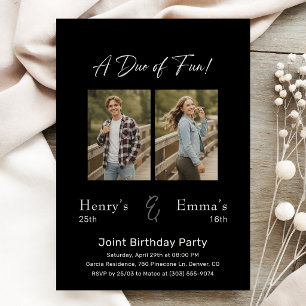 Invitation Une double fête d'anniversaire en duo de photos am