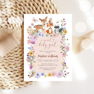 Invitation Une Douce Bébé Fille Fleur Sauvage Papillon Baby S