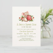 Invitation Une Douce Berry Fête de Naissance de Fraise (Debout devant)
