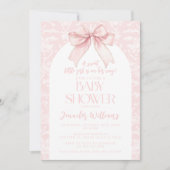 Invitation Une douce Bow Boho rose Coquette Bébé Fille Douche (Devant)