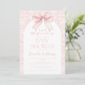 Invitation Une douce Bow Boho rose Coquette Bébé Fille Douche (Debout devant)