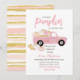 Invitation Une douce citrouille rose est en route Baby Shower