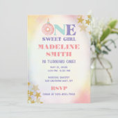 Invitation Une Douce Fille Licorne Pastel Gâteaux D'anniversa (Debout devant)