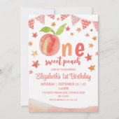 Invitation Une douce fille pêche 1er anniversaire (Devant)