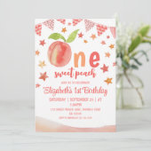 Invitation Une douce fille pêche 1er anniversaire (Debout devant)