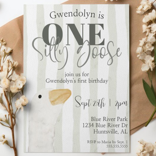 Invitation Une douce oie d'oie d'Amérique Aquarelle 1er fête 