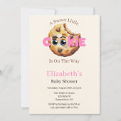Invitation Une Douce Petite Fête de Bébé Rose Cookie (Devant)