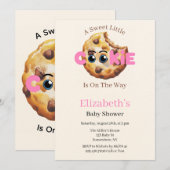 Invitation Une Douce Petite Fête de Bébé Rose Cookie (Devant / Derrière)